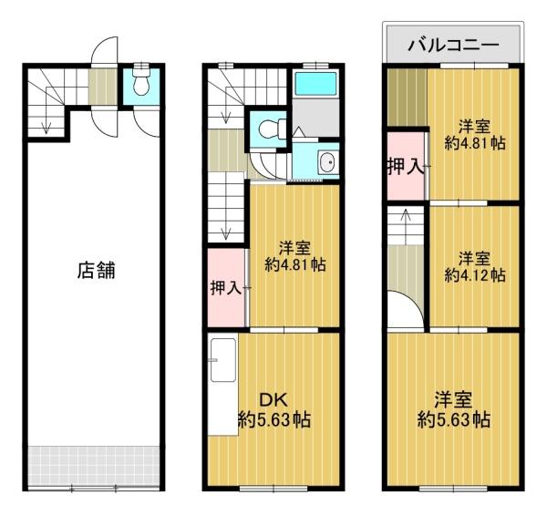 大阪市平野区長吉六反５丁目のテラスハウス