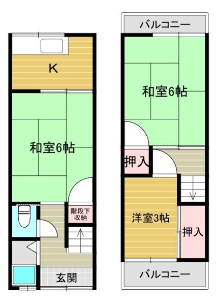 大阪市平野区喜連西１丁目のテラスハウス