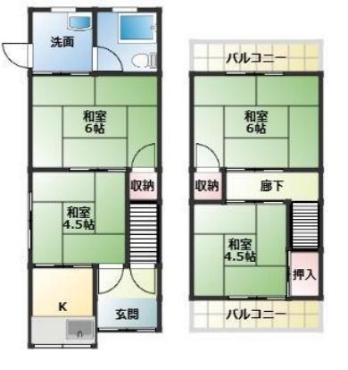 大阪市平野区瓜破西２丁目のテラスハウス