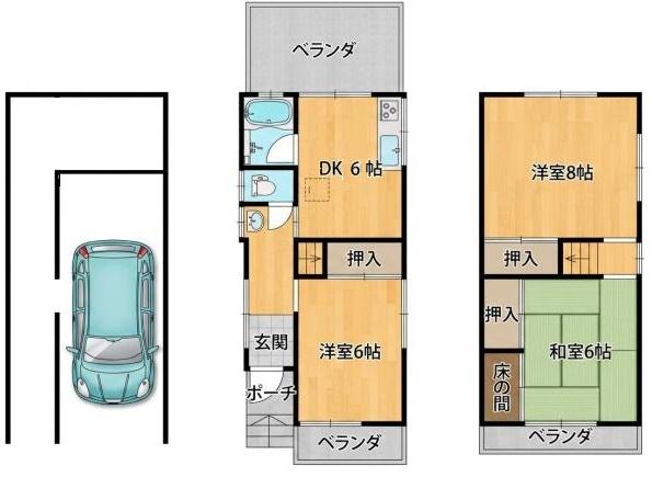 大阪市平野区長吉六反２丁目の貸家