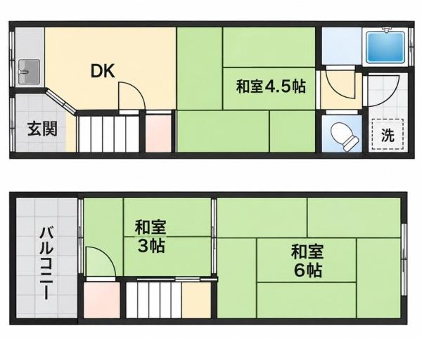 大阪市平野区瓜破東３丁目の貸家