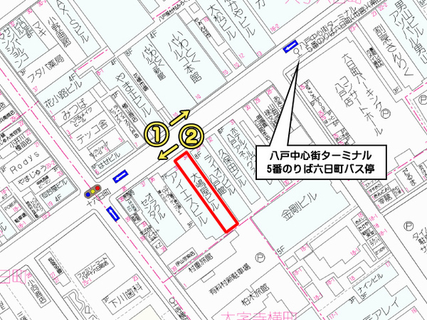 八戸市六日町　大嶋屋ビル2階　貸店舗・事務所B　000180（K）