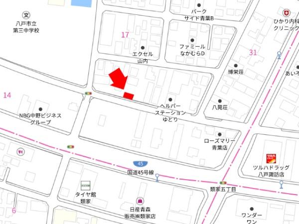 八戸市青葉三丁目 アイルーム・A号室 000421(現地案内図)