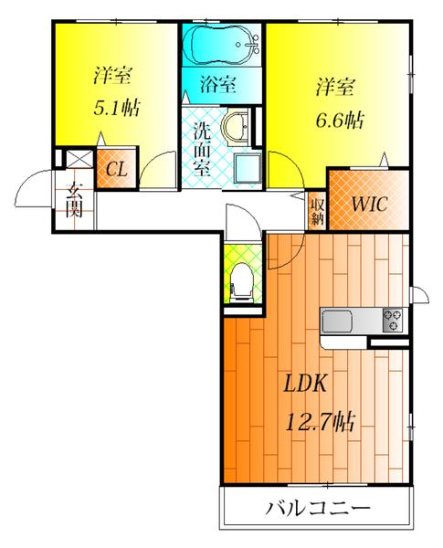 藤井寺市小山5丁目のハイツ(間取り)