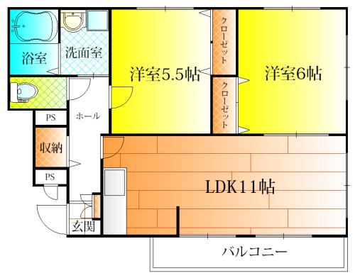 八尾市太田新町3丁目のハイツ(間取り)