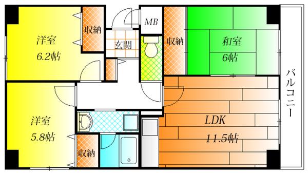 藤井寺市岡2丁目のマンション(間取り)