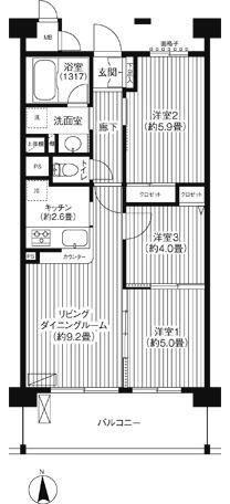 横浜市港北区樽町1丁目のマンション(間取り)