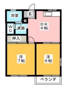 エクセル中溝　島田市中溝町　A棟　2DK仲介手数料0円