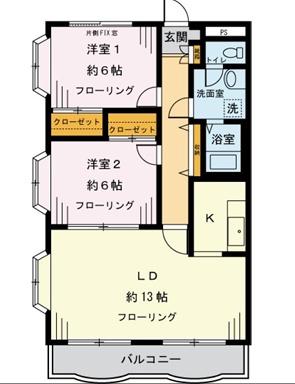 川崎市高津区二子5丁目のマンション(間取り)