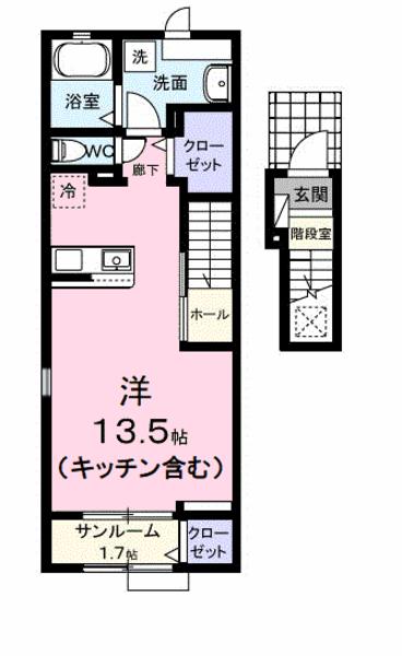 笛吹市石和町川中島のアパート