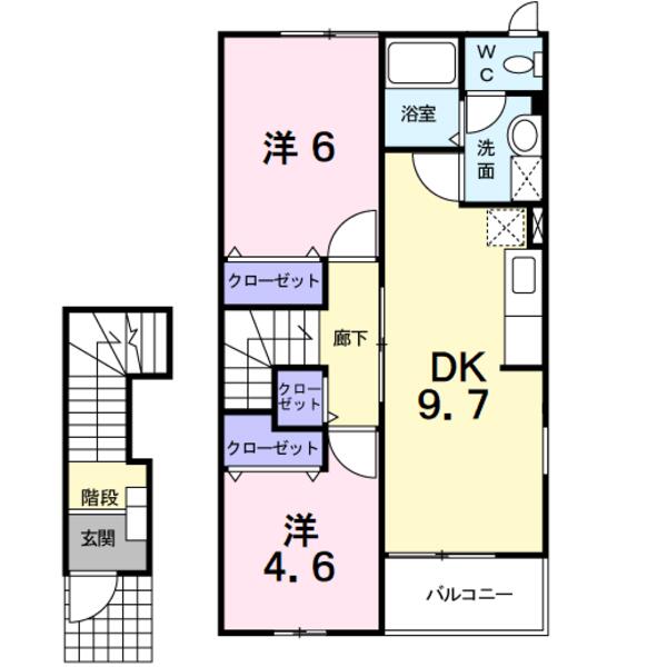南アルプス市山寺のアパート(間取り)