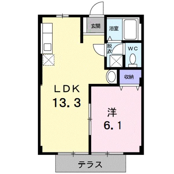 笛吹市石和町広瀬のアパート(間取り)