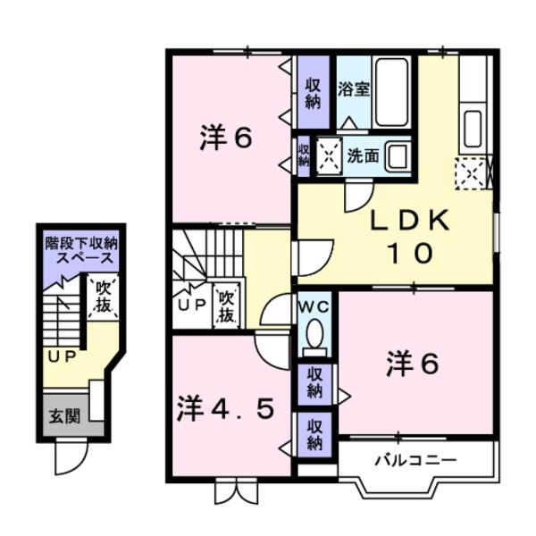 甲府市下鍛冶屋町のアパート(間取り)