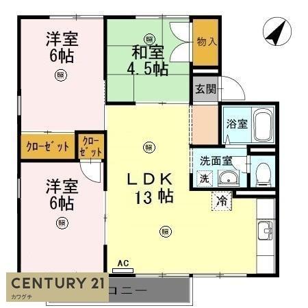 セジュール床波B棟(間取り)