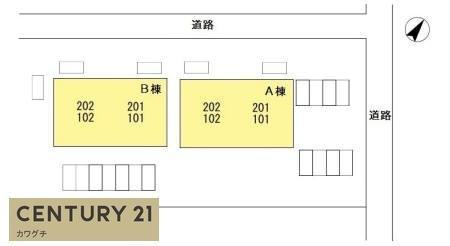 セジュール床波B棟(現地案内図)