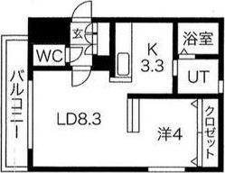 札幌市北区麻生町1丁目のマンション(間取り)